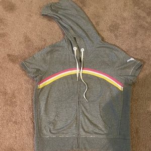 Vintage Gray short-sleeved hoodie by VS Pink